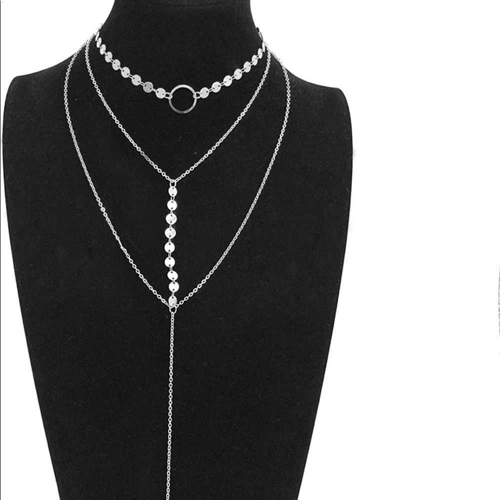 Silver Choker Necklace Long - Picture 2 of 3